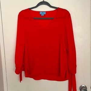 CeCe red blouse with bow sleeve detail